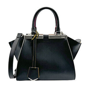 Fendi Trois Jours crossbody shoulder bag black silver leather